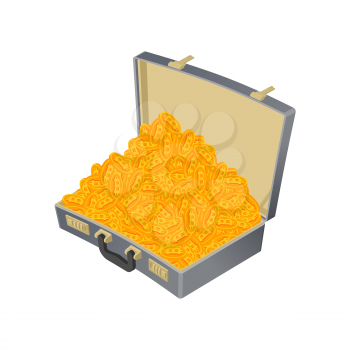 Suitcase bitcoin full. Treasures are crypto currency. Virtual money. Vector illustration
