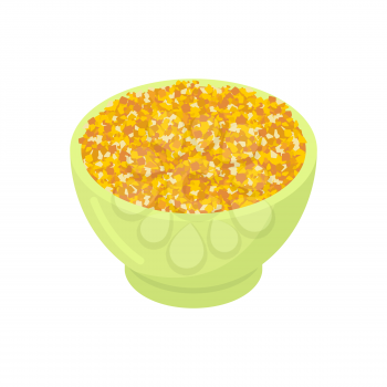 Bowl of corn gruel isolated. Healthy food for breakfast. Vector illustration
