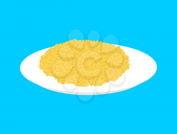 Millet cereal in plate isolated. Healthy food for breakfast. Vector illustration
