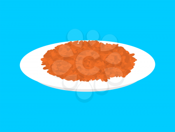 Red lentils cereal in plate isolated. Healthy food for breakfast. Vector illustration

