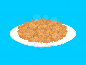 Wheat cereal in plate isolated. Healthy food for breakfast. Vector illustration
