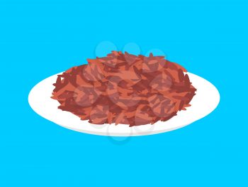 Red rice cereal in plate isolated. Healthy food for breakfast. Vector illustration
