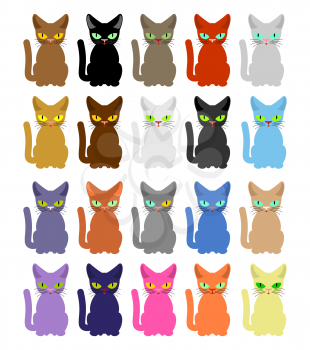 Cat set. Many colored cats. Vector illustration
