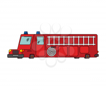 Fire engine car cartoon style. Big red car vector illustration