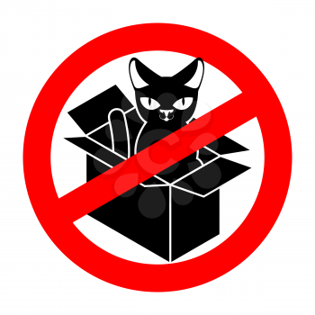 Stop cat in box. Forbidden home pet in box. Ban sign

