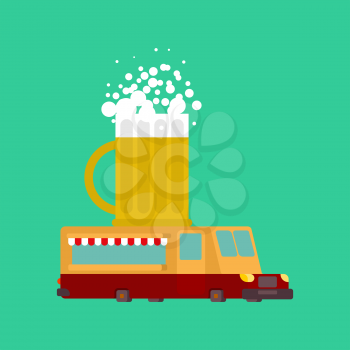 Beer car food truck. alcohol Fast food car. Vector illustration
