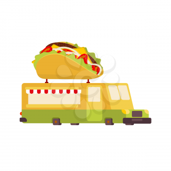 tacos car food truck. Fast food car. Vector illustration
