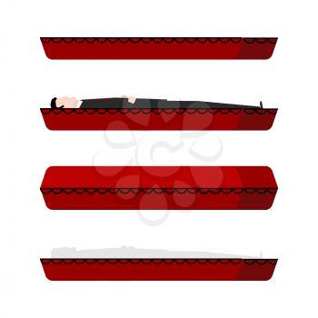 coffin and dead man. wooden coffin set. Vector illustration
