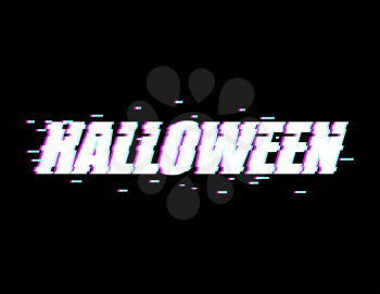 Halloween glitch effect. TV interference. Distorted style font
