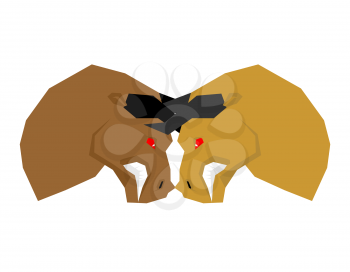 Battle bull. bullfight.  Two bulls to butt. Vector illustration
