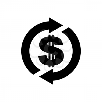Cash back icon. Symbol is return of Money. Sign of a refund of dollars. Business vector illustration
