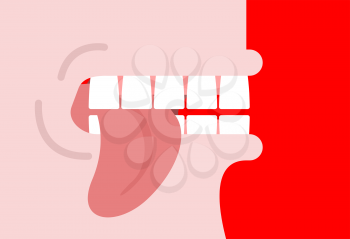 Bite tongue. Clench your teeth. Shut up. Vector illustration.
