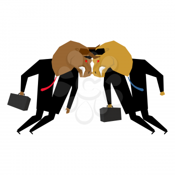 Bullfighting businessman. Business negotiations. Vector illustration
