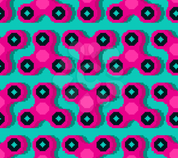 Spinner pixel art pattern. Fidget finger toy pixelated. Anti stress hand toy background