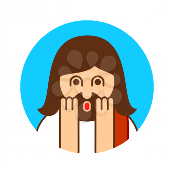 Oh my god Jesus emotion. OMG Christos Emoji. exclamation is shocked. Surprised with news sticker. Religion is person of facial expressions, emotions and feelings