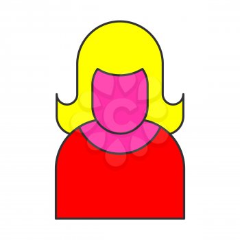 Woman icon pop art linear style. Girl symbol sign