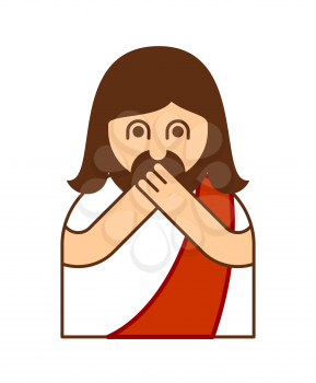 OMG Christos Emoji. Oh my god Jesus emotion. exclamation is shocked. Surprised with news sticker. Religion is person of facial expressions, emotions and feelings
