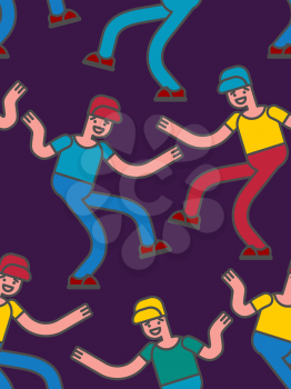 Street dancing seamless pattern. Guy dancing background
