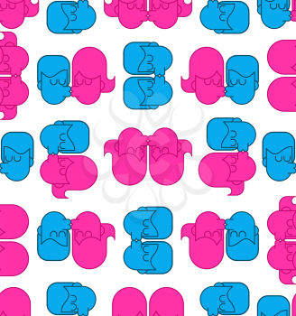 Free love seamless pattern. LGBT kisses background. guy and girl are passion. Gay and lesbian
