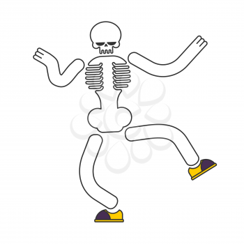 Dancing skeleton isolated. Skull dances street dances
