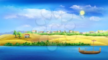 Digital painting of the Nile river