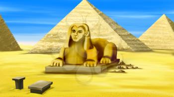 Digital painting of the Sphinx in Egypt.