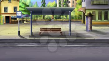Digital painting of the Tram stop