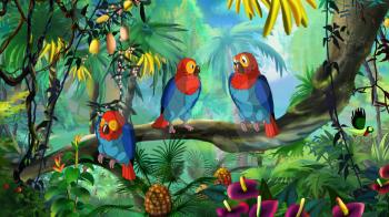 Macaw (Ara). Digital painting  full color illustration.