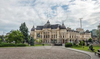 BUCHAREST, ROMANIA - 07.21.2018. Central University Library Bucharest University in Romania. Panoramic view