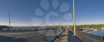 Nikolaev, Ukraine - 10.06.2018.   Ingulsky Bridge in Nikolaev, in a sunny summer day