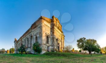 Ruins of the Zelts Catholic Church in the village of Limanskoye, Odessa Region, Ukraine