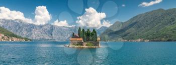 Island of Saint George in the Bay of Kotor, Montenegro,  in a sunny summer day