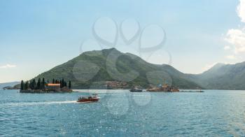 Two Islands in the Bay of Kotor, Montenegro,  in a sunny summer day