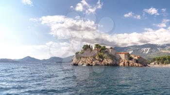 Sveti Stefan island in Montenegro, luxury hotel on the Adriatic sea