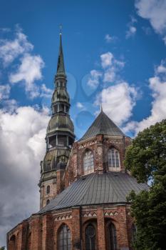 Church of St. Peter in Riga, Latvia in a summer day. Detail