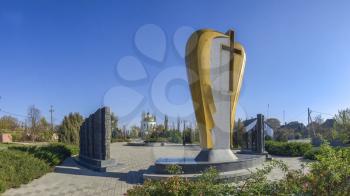 Dobroslav, Ukraine - 11.19.2018. Grieving angel Memorial dedicated to the victims of the Holodomor 1932-1933 in the Odessa region, Ukraine