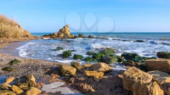 Large stones by the sea near the village of Fontanka, Odessa region, Ukraine