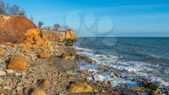 Warm late autumn day on the seashore near the village of Fontanka, Odessa region, Ukraine