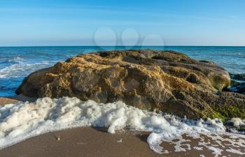 Limestone rock on the seashore near the village of Fontanka, Odessa region, Ukraine