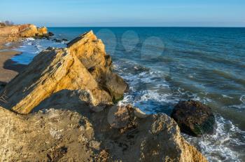 Rocks near the Black Sea coast near the village of Fontanka, Odessa region, Ukraine