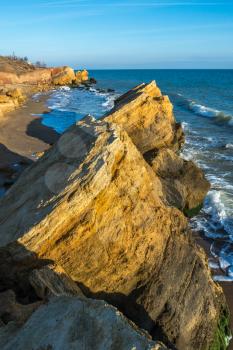 Rocks near the Black Sea coast near the village of Fontanka, Odessa region, Ukraine