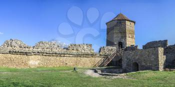 Akkerman, Ukraine - 03.23.2019. Panoramic view of the Fortress walls and towers from the inside of the Akkerman Citadel, a historical and architectural monument