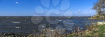Panoramic view of the Dniester estuary near the Akkerman Fortress in Ukraine
