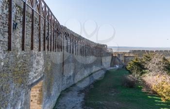 Akkerman, Ukraine - 03.23.2019. Panoramic view of the Akkerman Fortress on the right bank of the Dniester estuary,  a historical and architectural monument