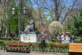 Odessa, Ukraine - 04.20.2019. Springtime in the City garden, the historic center of Odessa, Ukraine