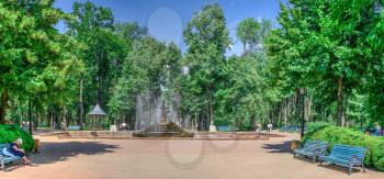 Chisinau, Moldova – 06.28.2019. Fountain in the Central Park of Stefan cel Mare, Chisinau, Moldova, on a sunny summer day