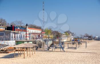 Odessa, Ukraine - 04.08.2019. Langeron city beach on a sunny spring morning.