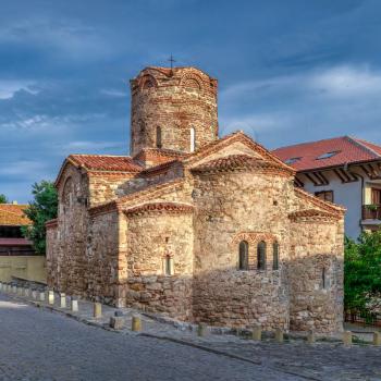 Nessebar, Bulgaria – 07.11.2019. Church of the Holy Mother Eleusa in Nessebar, Bulgaria, on a cloudy summer morning