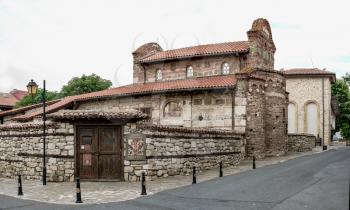 Nessebar, Bulgaria – 07.10.2019.  Church of St Stephen in the old town of Nessebar, Bulgaria, on a cloudy summer morning
