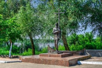 Vilkovo, Ukraine - 06.23.2019. Monument to Livovan, the first resident of the village of Vilkovo, Ukraine.